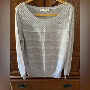 LOFT Gray Textured Knit Pullover Sweater | Size XL